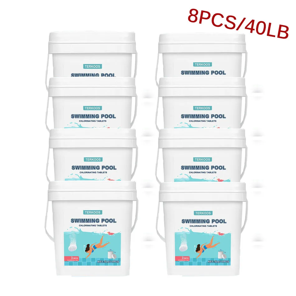 40LB 3inch Chlorine Tablets For Swimming Pools, Swimming Pool Water Purifier Dose Tablet Chlorine, Stabilized Chlorine Tablets 6