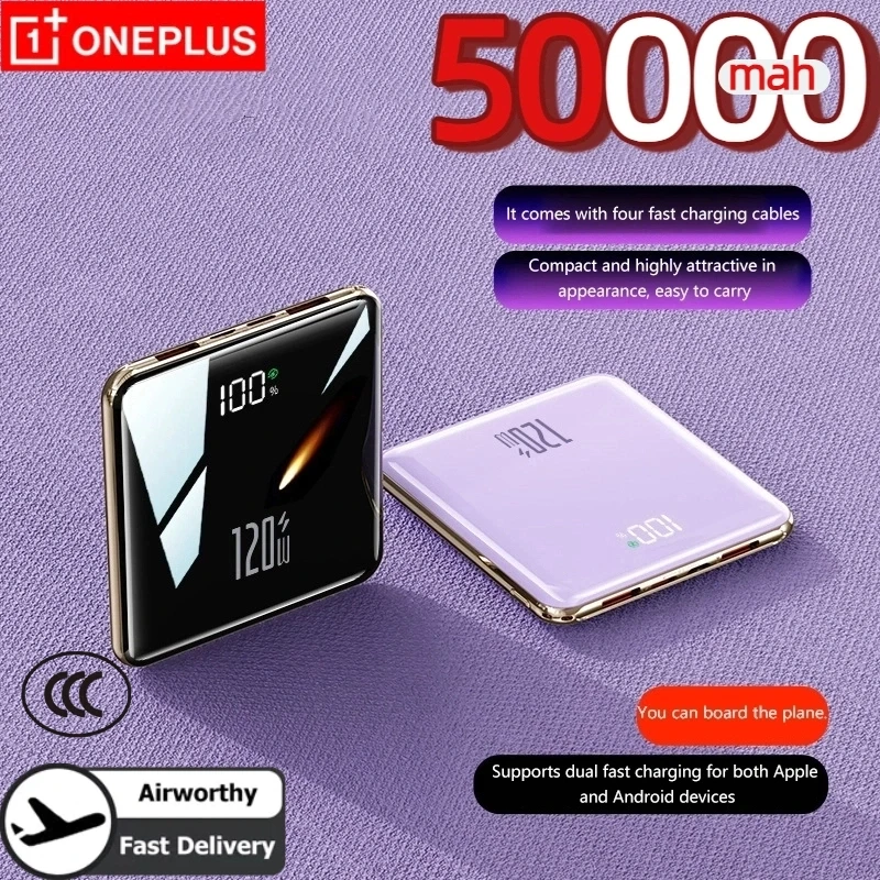OnePlus 500000mAh Mini batterie externe grande capacité charge Super rapide batterie externe intégré 4 câbles pour IPhone Samsung Xiaomi