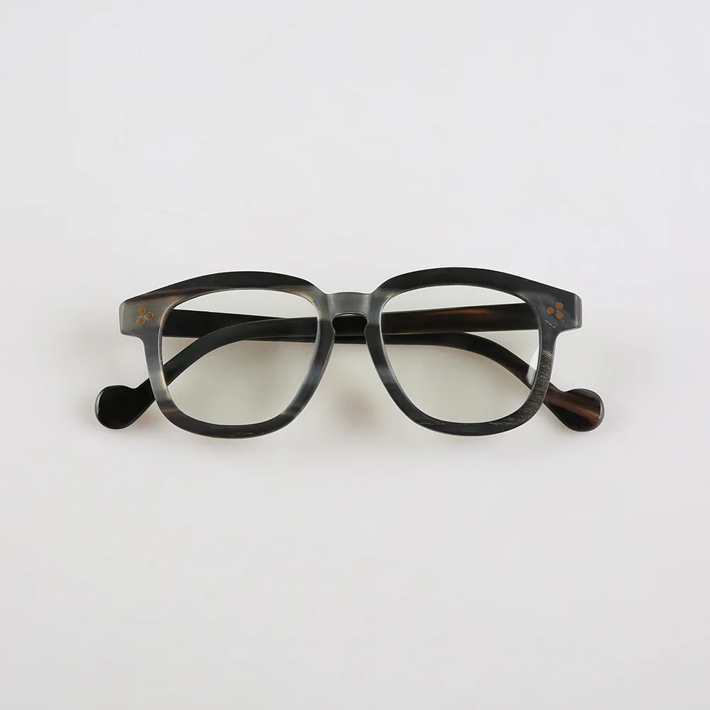 Men's Glasses Frame Square Vintage Unique Natural Pattern Handmade Horn Prescription Eyeglasses Reading Optical Eyeglass Frames