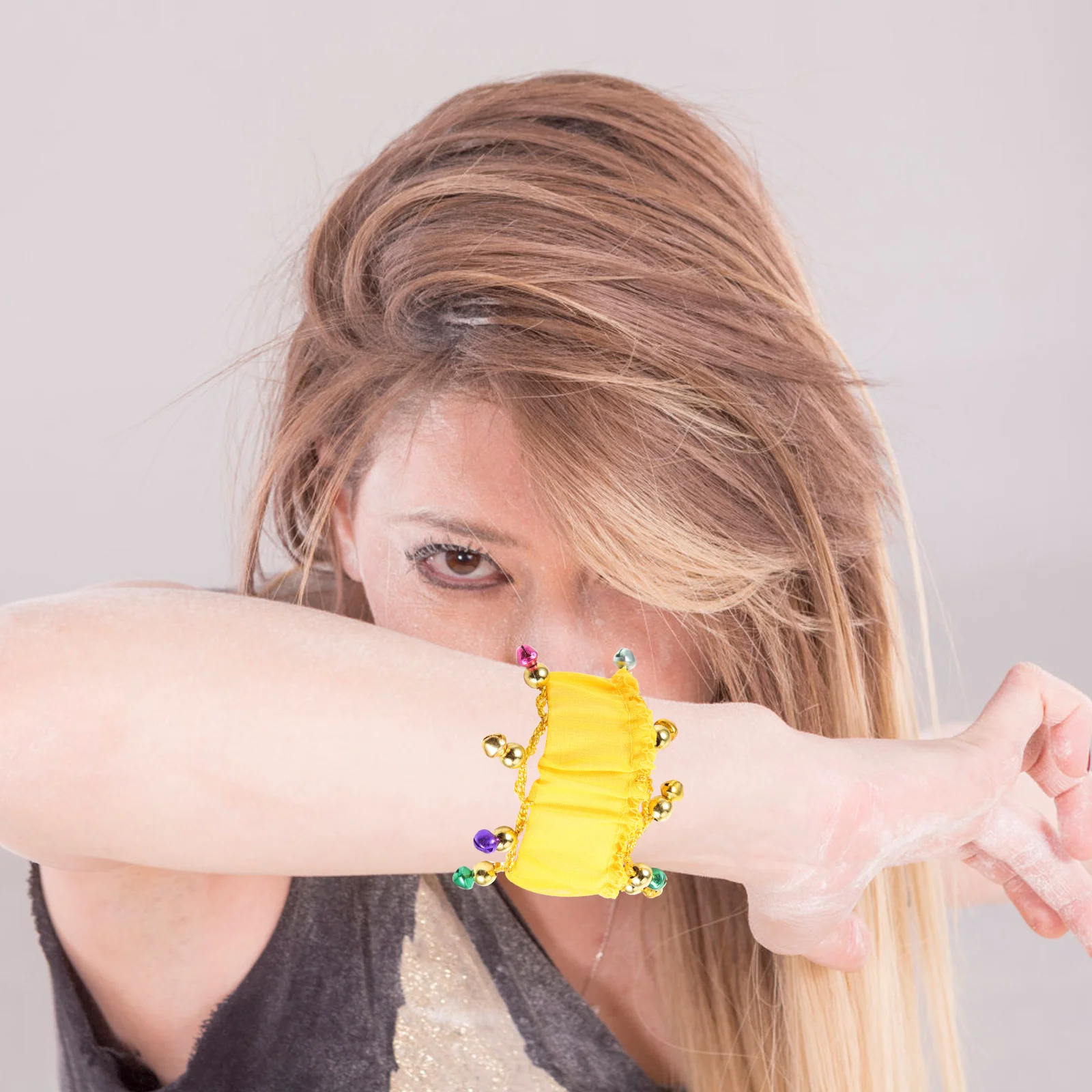 

Yellow Bell Bracelets 1 Pair Dance Wrist Bands Small Bells Belly Dance Theme Parties Costume Accessories Polyester MetalReusable