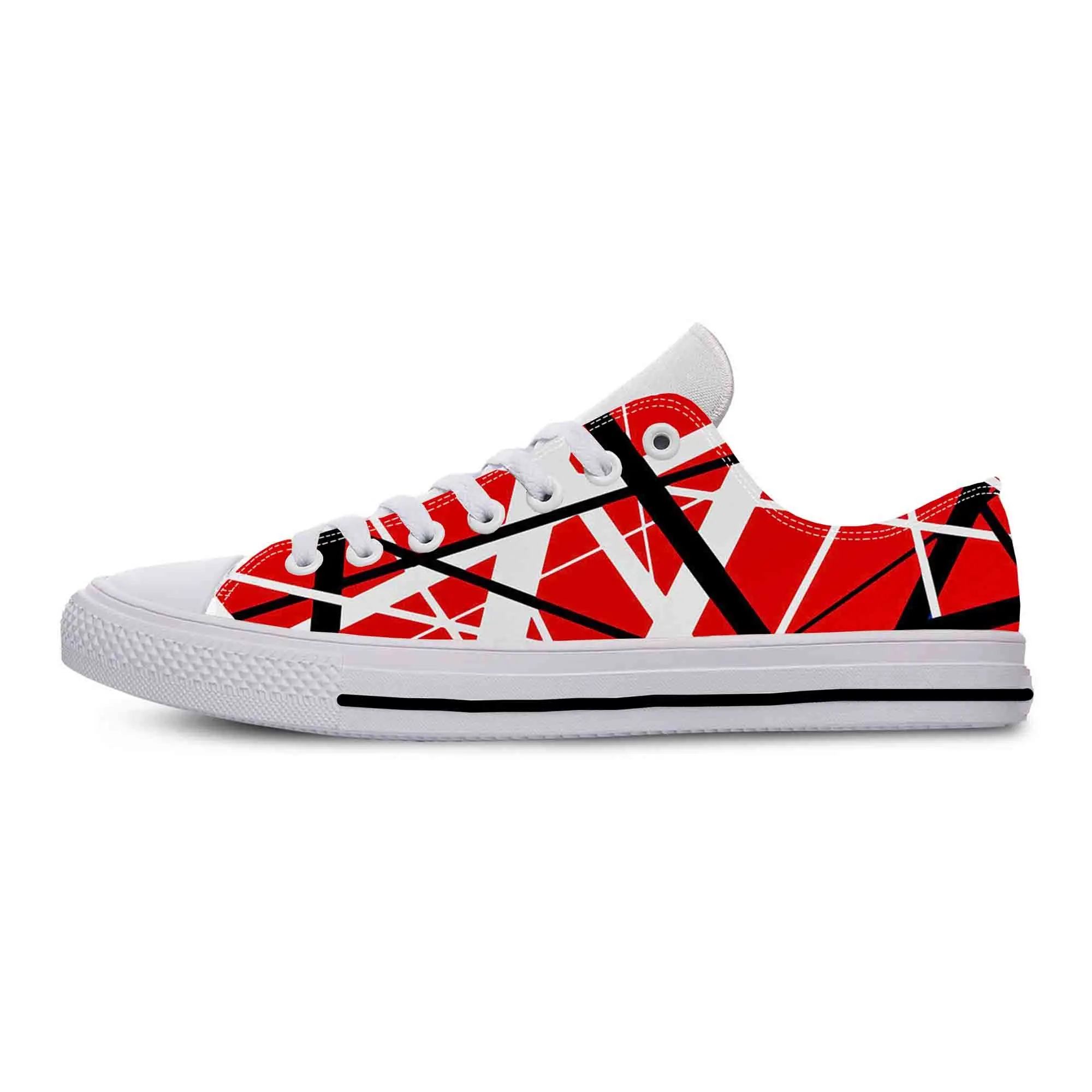 Hot EVH 5150 Stripes Guitar Metal Rock Music Band Casual Cloth Shoes Low Top Comfortable Breathable 3D Print Men Women Sneakers