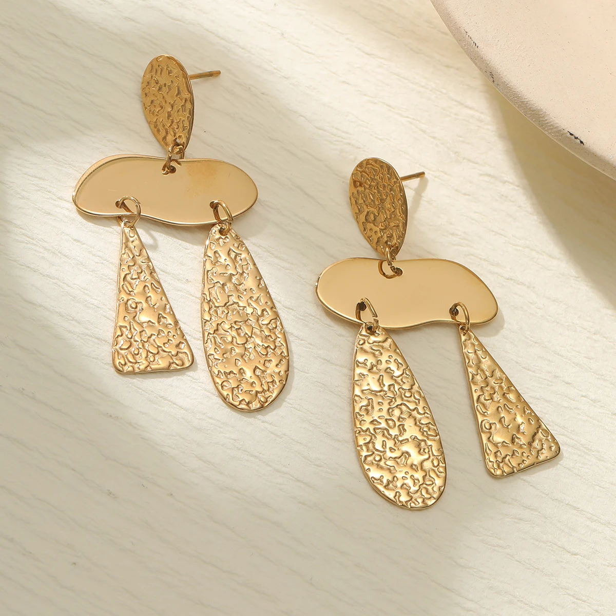 Fashion Women Gold Plated Chandelier Stainless Steel metal Drop Earrings Statement Jewelry