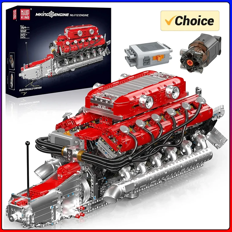 Schimmel Koning 10169 Technologie Auto V12 Motor Motor Bouwstenen Supercar Benzinemotor Kits Speelgoed Collectie Gift