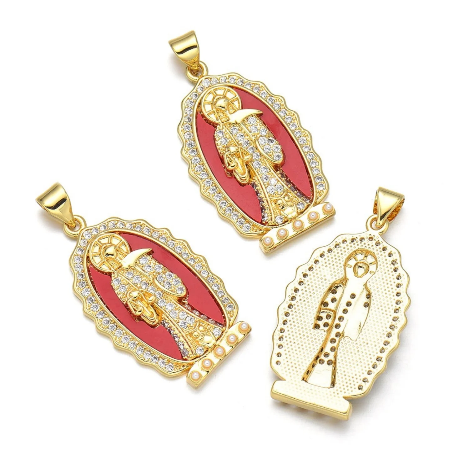 5pcs Fashion Copper Gold Plated Virgin Mary Pendants DIY Jewelry Making Necklace Pendant Women Religious Jewelry Gifts wholesale