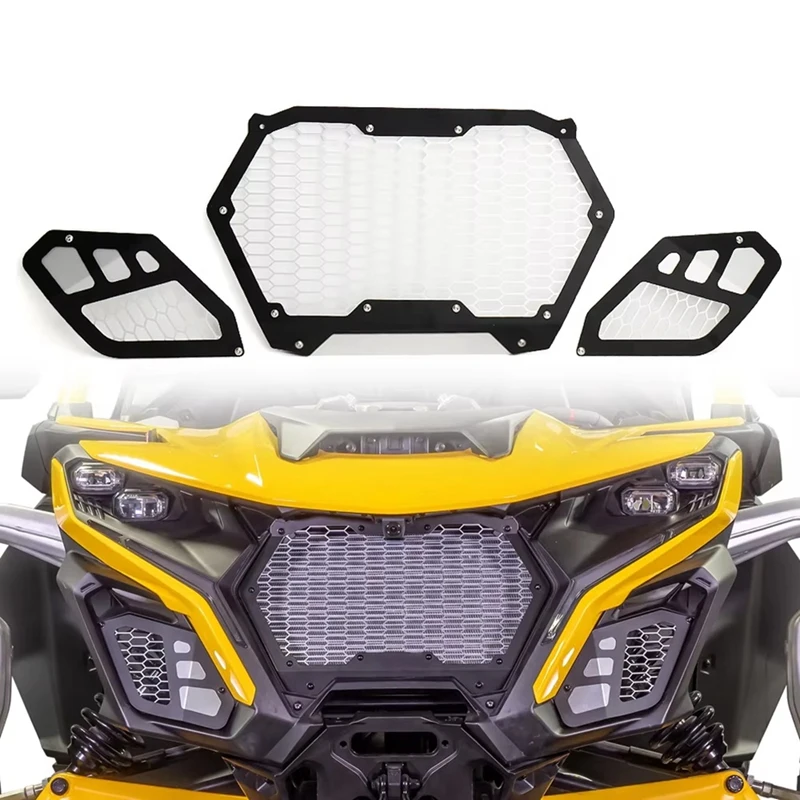 UTV Accessories Bracket Kit Grille Driving Front Mesh Grill For Can-Am Maverick R MAVERICK R 2024 2025