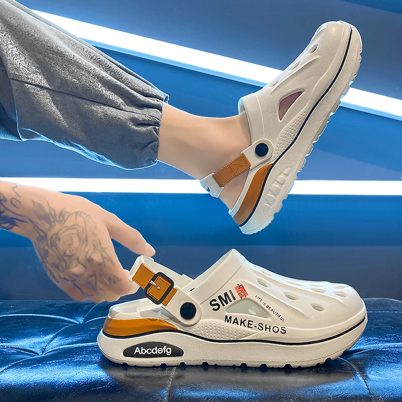 Summer New Fashion Men's Slippers  Soft Sole Platform Clogs Non-slip Garden Shoes Walking for A Long Time Without Getting Tired