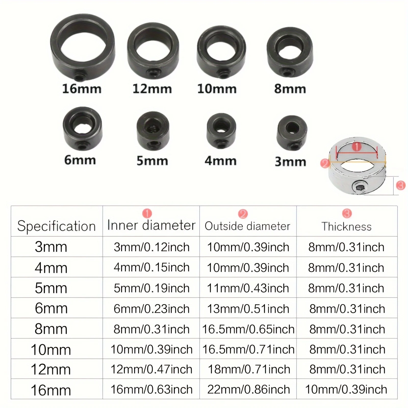Set di punte da trapano per la lavorazione del legno da 9 pezzi con arresto di profondità regolabile, 3 mm-16 mm - include chiave esagonale per foratura di precisione in legno, met