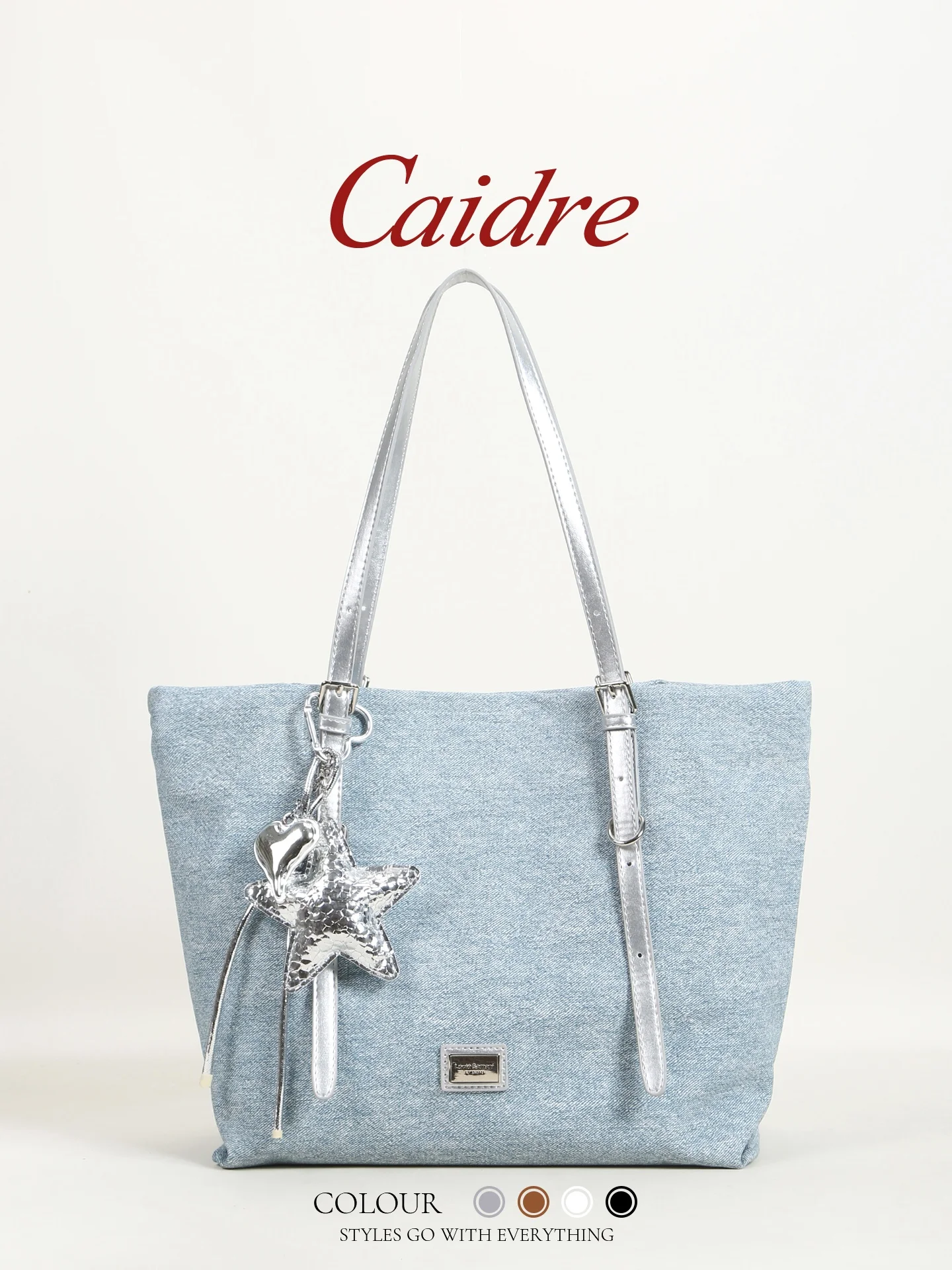 

Caidre Large Capacity Canvas Tote Bag Commuter Shoulder Bag for Work And School Casual Zipper Closure Soft Handbag