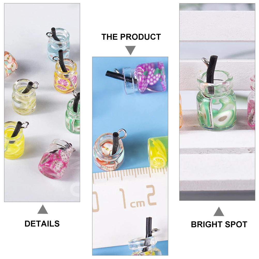

30pcs Bottle Charms Mini Fruit Jar Beverage Bottle Charms Pendant DIY Jewelry Accessories Durable Plastic Gift Earrings