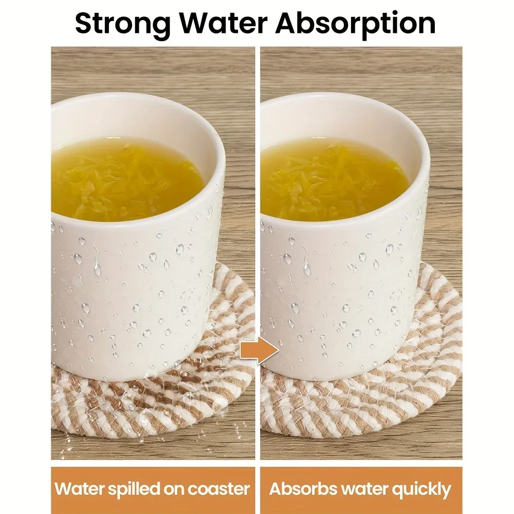 

Набор подставок из 8 предметов с кронштейнами, впитывающие подставки, набор хлопковых подставок для журнальных столиков, домашний декор, размер 4,3 дюйма