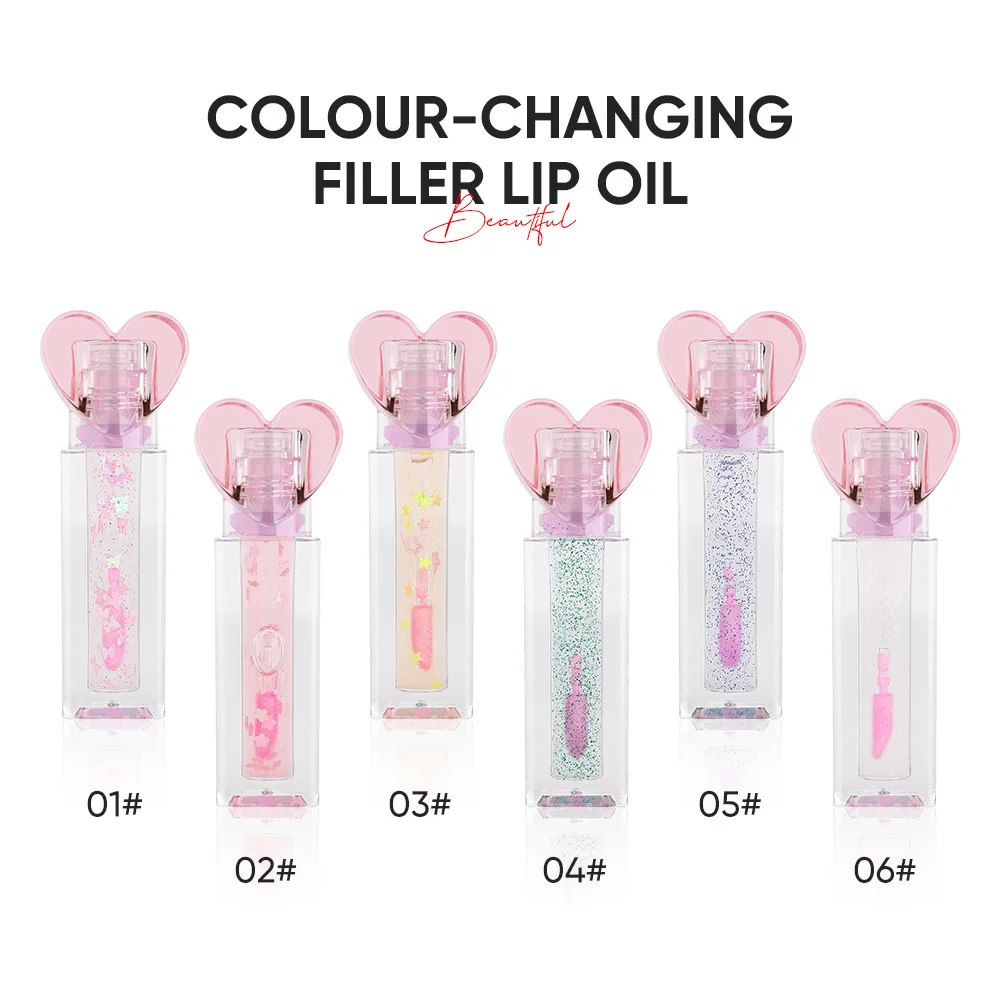 Drop-shipping และฉลากส่วนตัวเปลี่ยนสี Lip Oil Pearlescent Vanilla Essential Oil Lip Balm