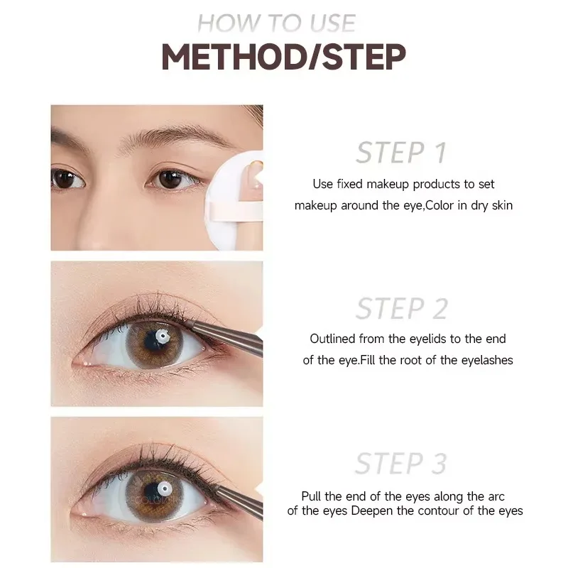 Penna eyeliner marrone liscia, ultra sottile, opaca, impermeabile, morbida, a punta fine, ad asciugatura rapida, facile da applicare, trucco eyeliner_voghion.com