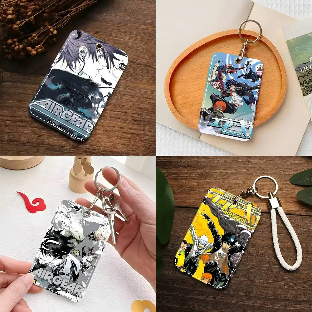 1pc Popular Anime Air Gear Card Case Keychain Access Card Bag Key Tag Ring Leather Card Holder Key Ring Access view 2