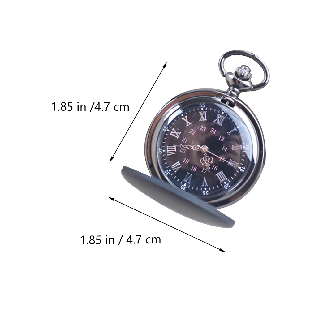Quartz Pocket Watch Black Frosted Portable Small Lightweight Retro Watch with Hanging Chain for Men Women Vintage Style
