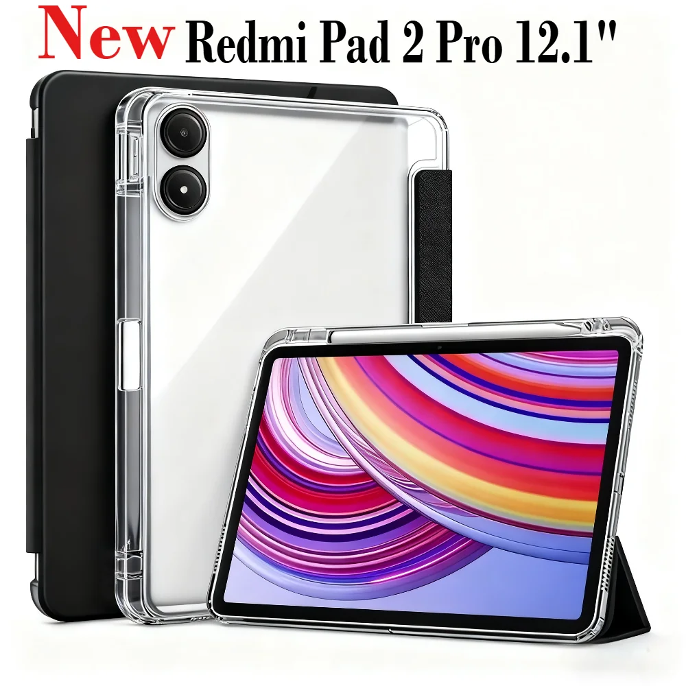 Pour Redmi Pad 2 Pro 12.1 pouces 2025 étui intelligent pour XIAOMI Poco K Pad 8 7 6 5 Pro 11.2 12.1 Mini 8.8 "housse de tablette transparente
