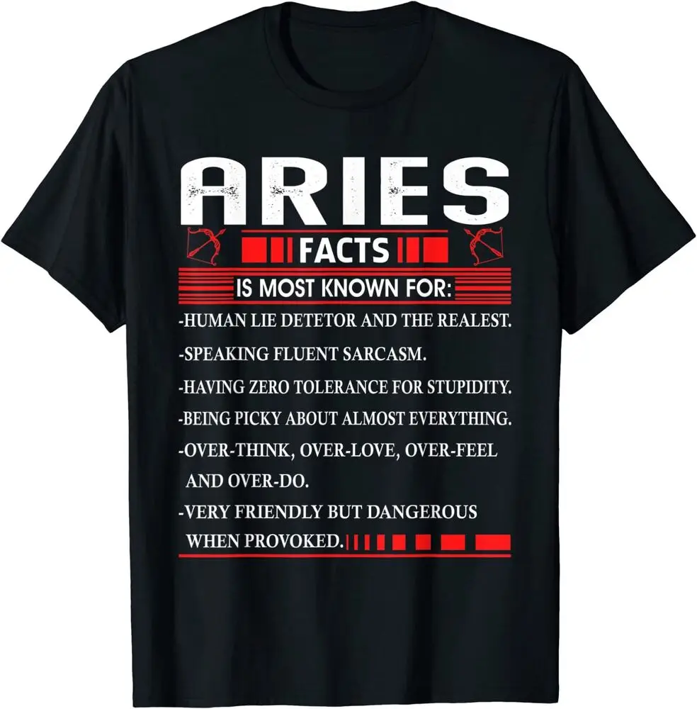 NEW LIMITED Aries Zodiac Birthday Aries Facts Gift Funny Premium T-Shirt S-3XL