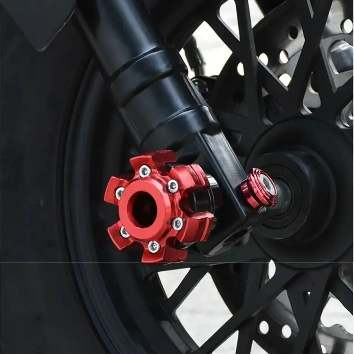 Motorcycle Front Fork Crash Protection Aluminum Frame Slider Protector Hexagonal Wheel Trim For Most Street Bikes Dirt Bike