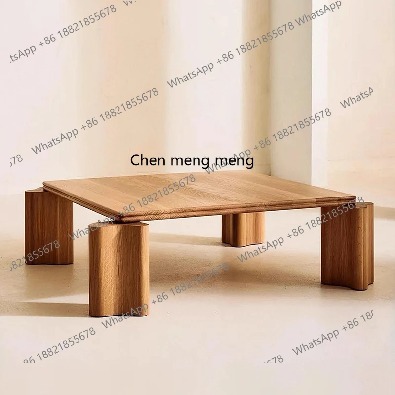 

Minimalist solid wood travertine coffee table small tea table small apartment living room household round balcony, coffee table