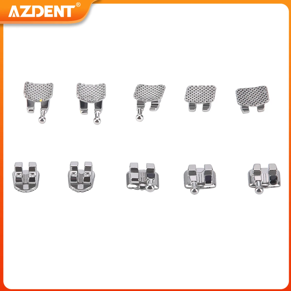 20pcs/Pack Dental Orthodontic Brackets AZDENT MIM Monoblock Braces Mini Roth/MBT 0.022/0.018 with 3-4-5 Hooks