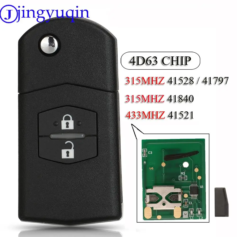 Jingyuqin 2 botones mando a distancia Fob Flip llave de coche 315Mhz/433Mhz 4D63 para Mazda 3 M3 Axela 6 M6 Atenza 41797/41528 41521 41840