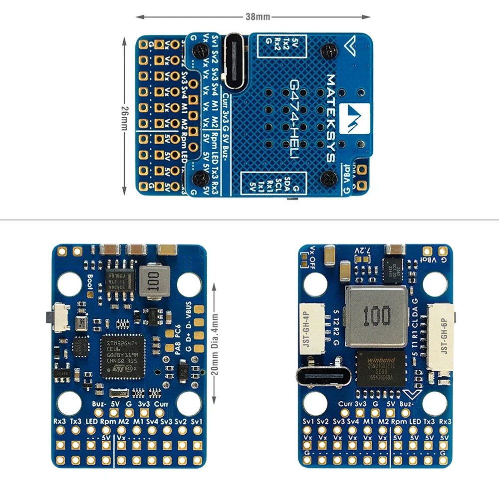 MATEKSYS RC HELICOPTER CONTROLADOR INFIL G474-HELI STM32G474 ICM42688P SPL06L 2x BEC Rotorflight firmware para RC FPV Drone