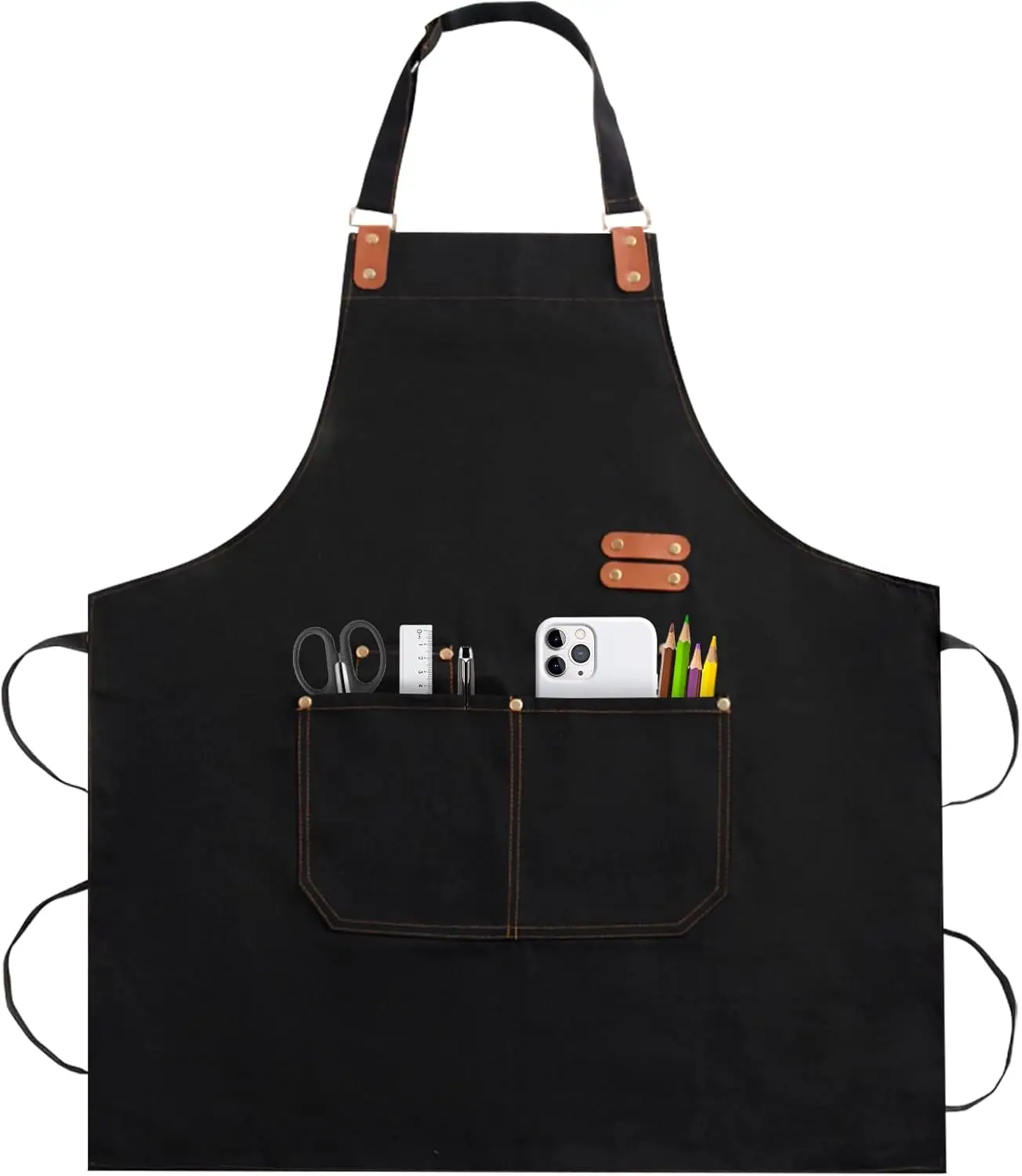 

for Men Women, Chef Apron with Adjustable Neck Strap, Heavy Duty Apron with Pockets, for Cooking, Gardening