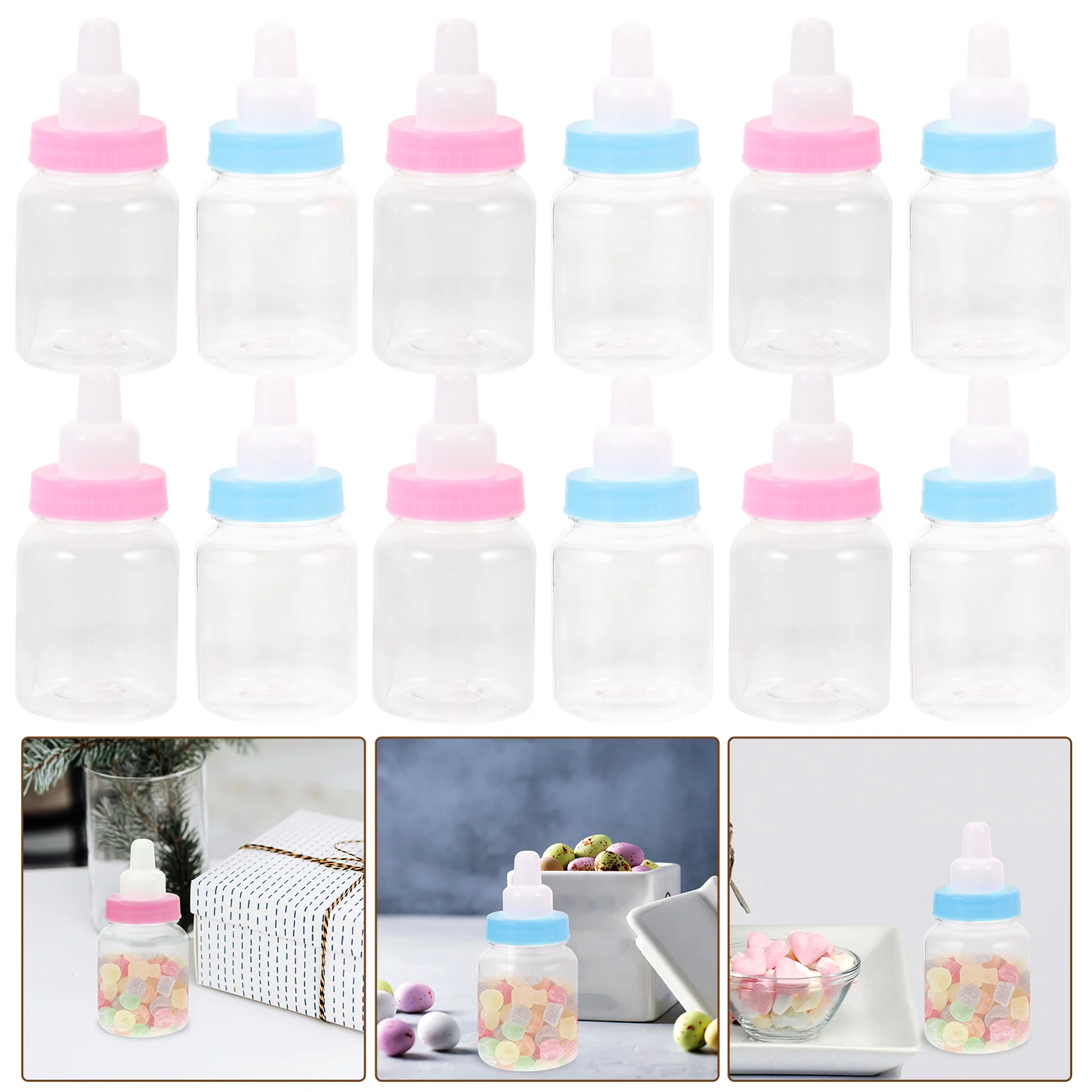 12pcs Creative Cartoon Mini Feeding Bottle Transparent Nursing Bottle for Baby Party baby bottles baby shower bottle