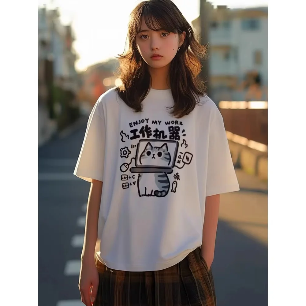 

American Retro Short Sleeved T-shirt - Unisex 2025 Summer New, Casual Loose Round Neck Top, Trendy Daily Wear