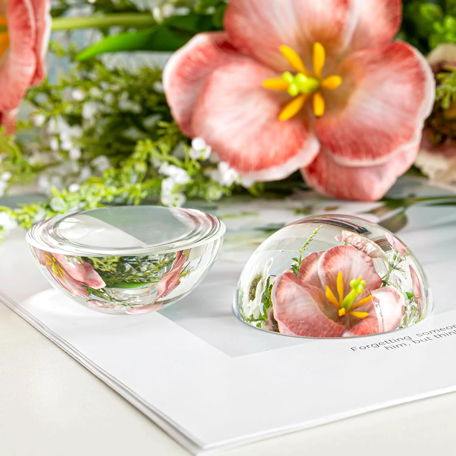 4/6/8/10cm Crystal Hemisphere Glass Half Ball Paperweight Sphere Magnifiers Semi Balls Home Decoration Ornaments Figurines
