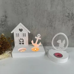 House Ship Anchor Ornaments Silicone Mold Candle Holder Base Silicone Mould DIY Cement Gypsum Home Decorations Mold Resin Molds