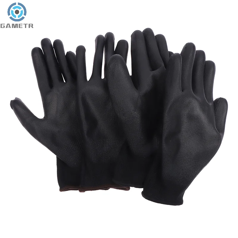 1Pair Safety Work Anti-Static Gloves PU Coated Palm Gloves Unisex Breathable Anti-Slip Repair Gloves Carpenters Supplies