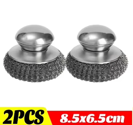 Edelstahl Topfbürste mit Griff robuste Metalldrahtkugel Reiniger Hochleistungs Reinigungswerkzeug für Geschirrspülung langlebig für Hausküche entfernt angebrannte Rückstände an Töpfen Pfannen Küchenutensilien vielseiti – Detail 2