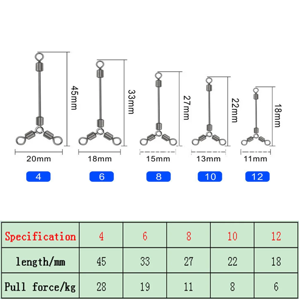 10 قطعة 3-Way قطب الفولاذ المقاوم للصدأ الصيد موصل المتداول تحمل طويل الساق O-شكل ثلاثة طريقة يدور معالجة الملحقات أداة #2