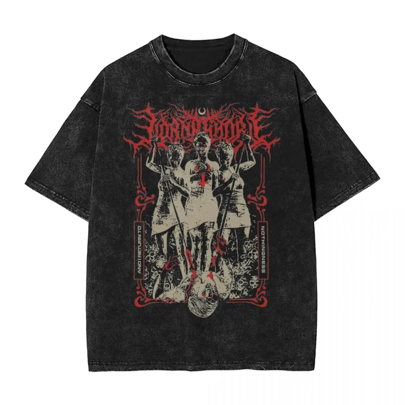 

Lorna Shore Pierced of The Abyss T Shirt Hip Hop Washed Short Sleeve Harajuku T-Shirts for Men Women Tops Streetwear Summer Tees