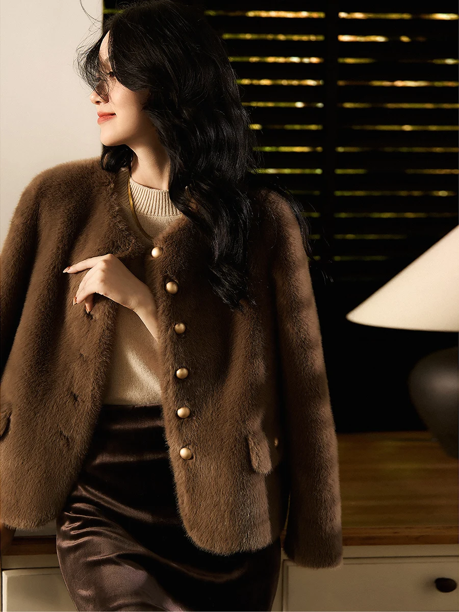 

Xhange Luxury ort Fur Coat Женская удобная исцеляющая шуба Осень Зима Новая мода Экологичная теплая однотонная длинная ...