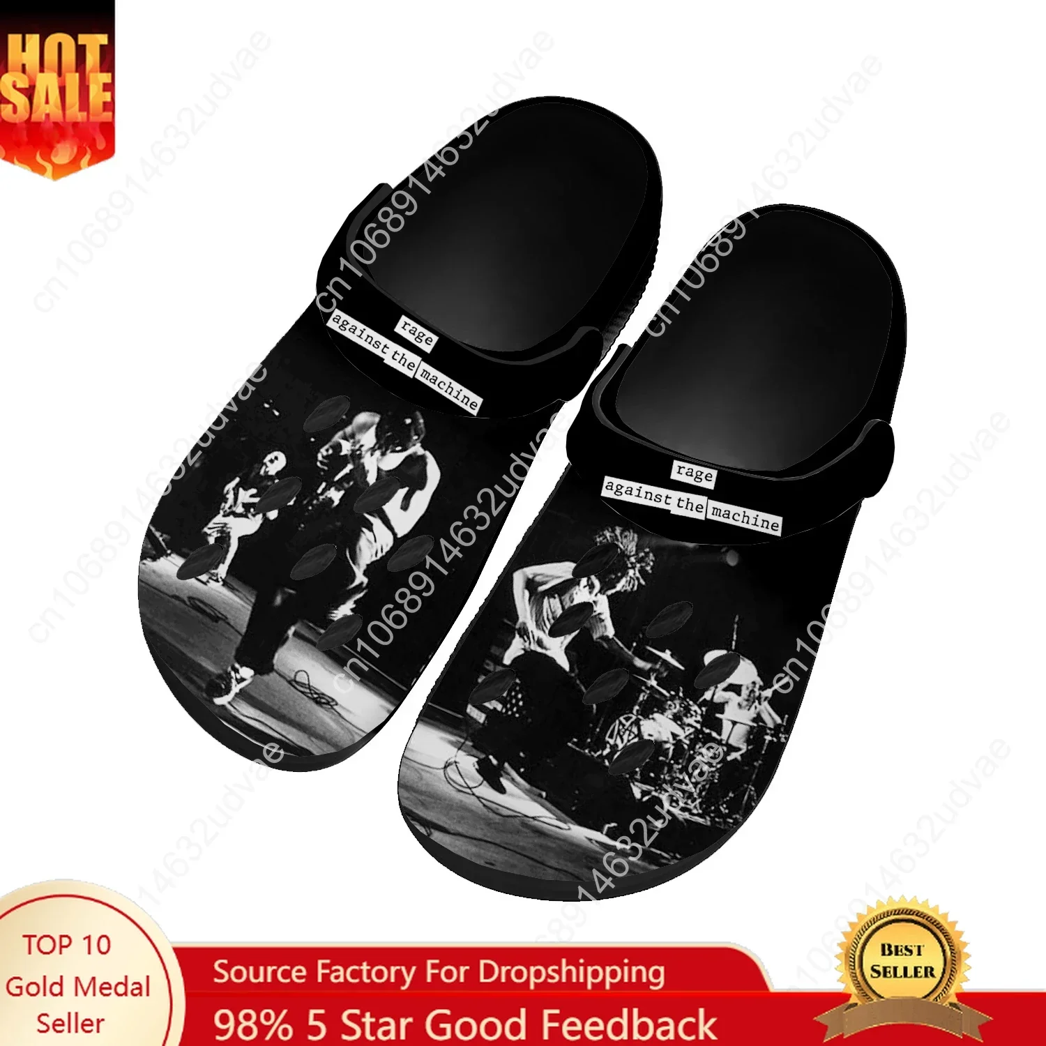 

Rage Against The Machine Water Shoes Mens Womens Comfortable Home Garden Clogs Customizd Sandals Beach Breathable Hole Slippers