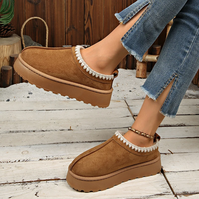 Winter Thick Sole Warm Snow Boots Women Comfortable Non Slip Platform Cotton Padded Shoes Woman Plus Size 43 Plush Short Booties view 5