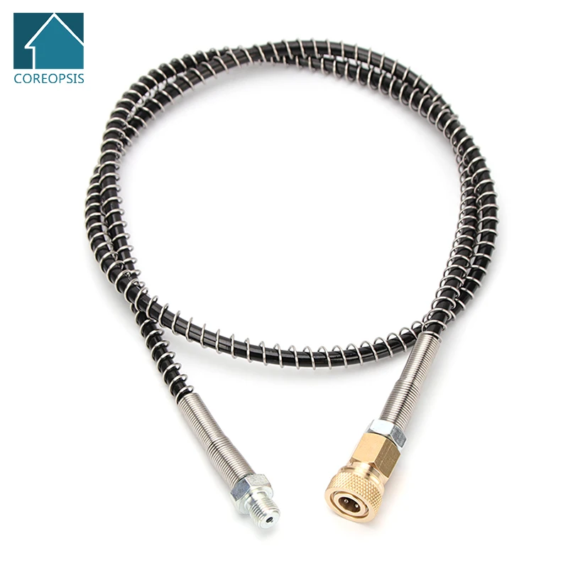 

100cm High-Pressure Nylon Hose with Quick Connect Couplings M10x1 Thread 40Mpa PCP Pneumatics Air Refilling with Spring Wrapped