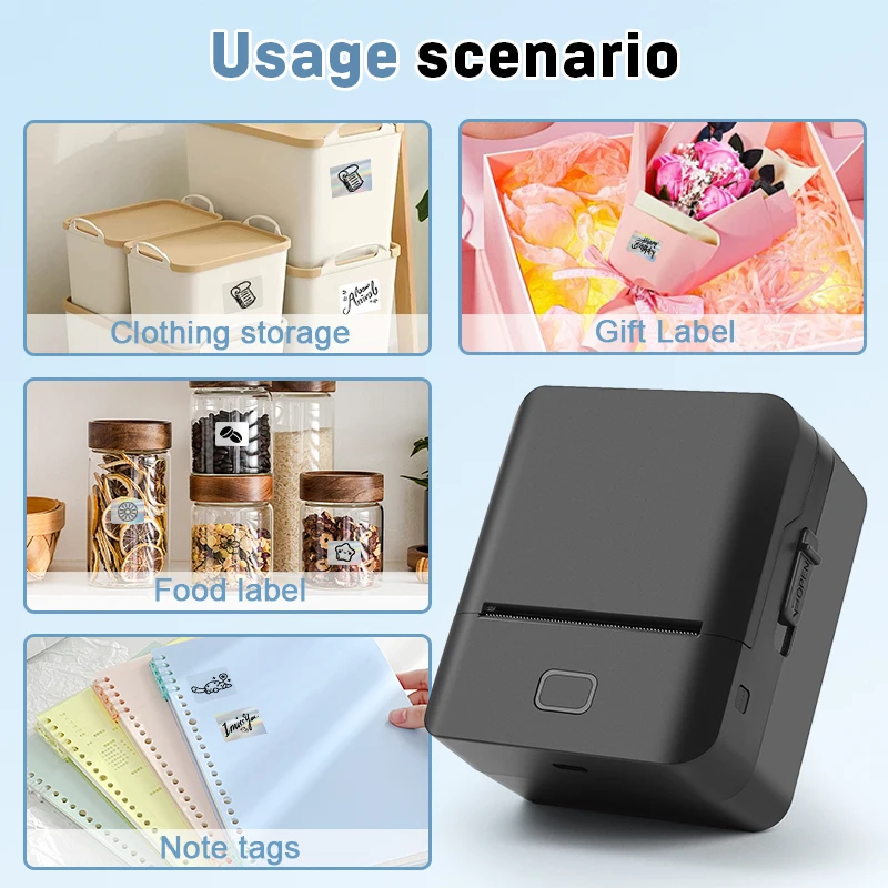 طابعة محمولة لاسلكية صغيرة فورية تدعم اتصال BT للهواتف الذكية المتوافقة مع نظام iOS Android Windows