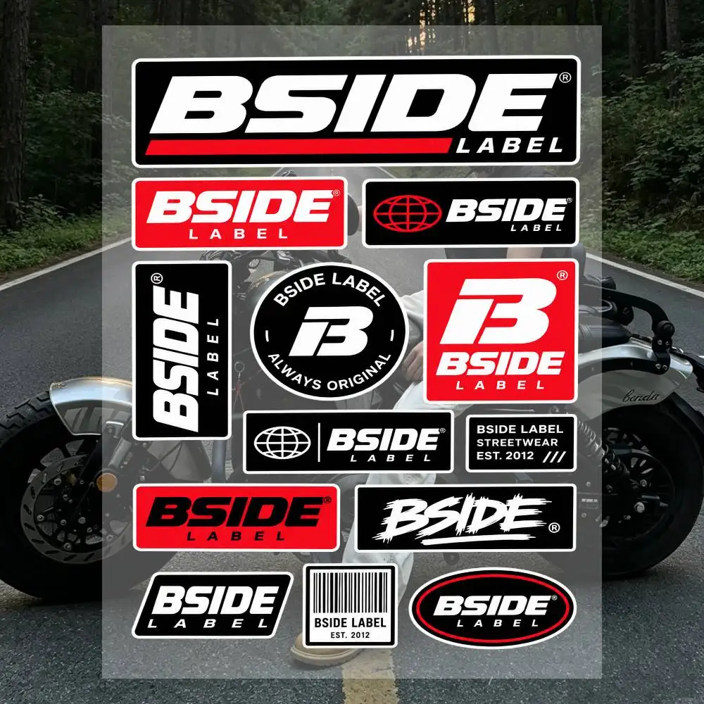 A-BS-IDE La-bel Sticker Sheet Waterproof Vinyl Decals Racing Logo Stickers For Moto Helmet Car Bike Laptop Stickers