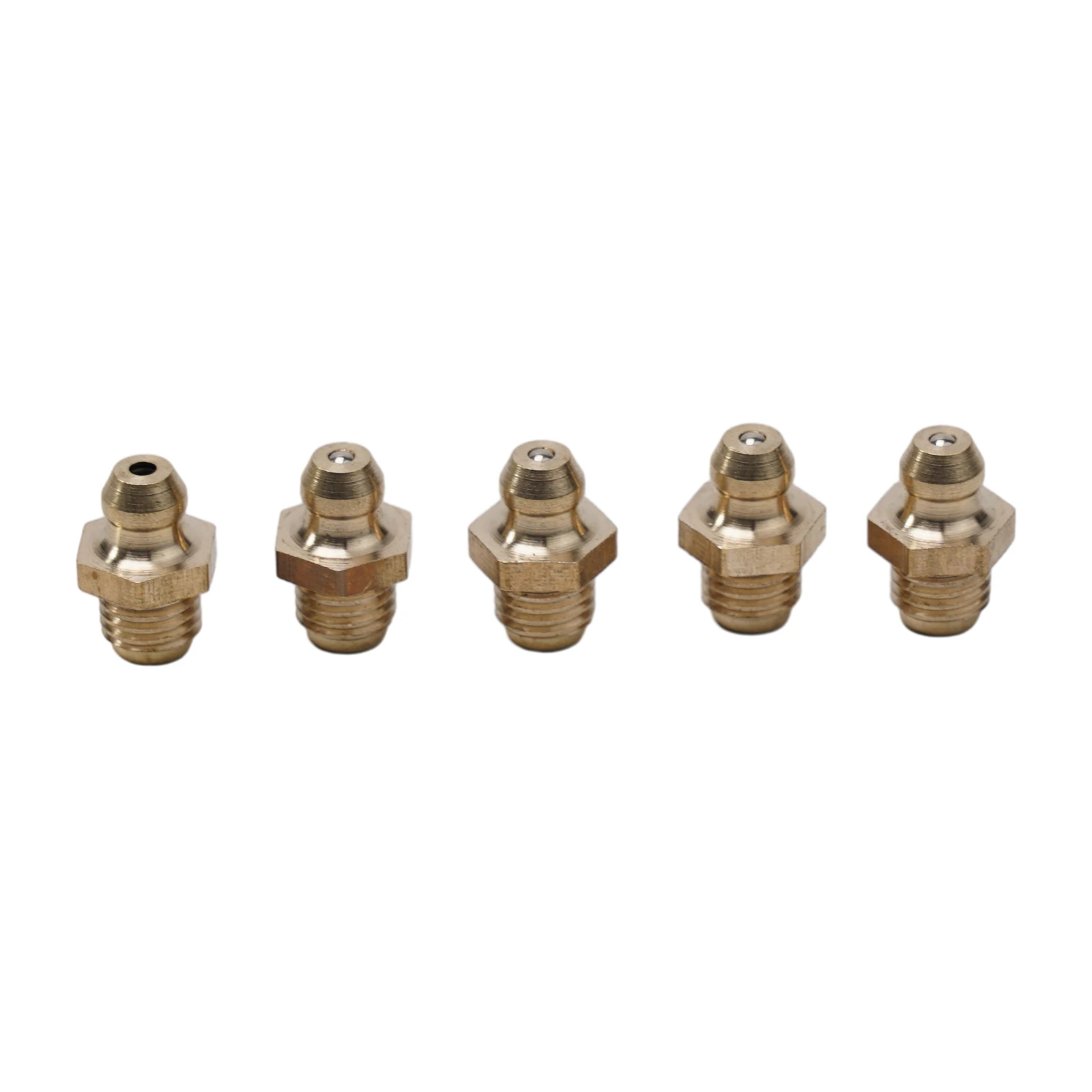 5pcs Brass Straight Hydraulic Grease Fitting M8 X 1mm Thread Grease Nozzle Connection Grease Nipples Replacement For Bearings