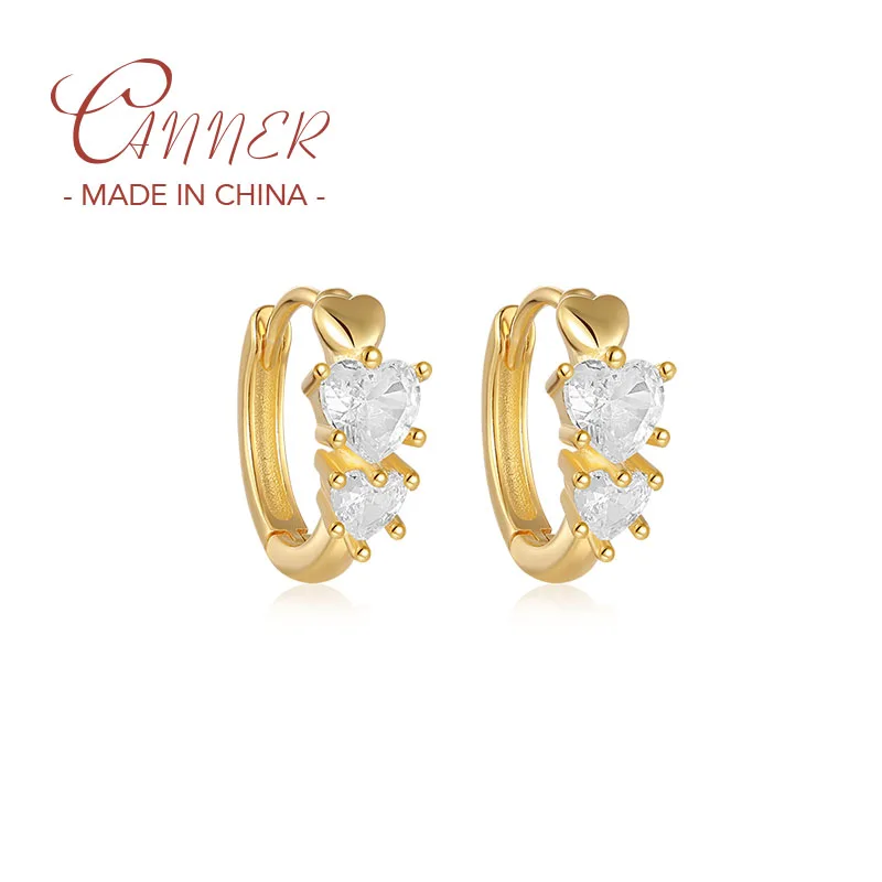 CANNER-pendientes de aro de plata de ley S925 para mujer, aretes sencillos de trébol con cristal de circón, joyería fina, regalo de fiesta, nueva tendencia