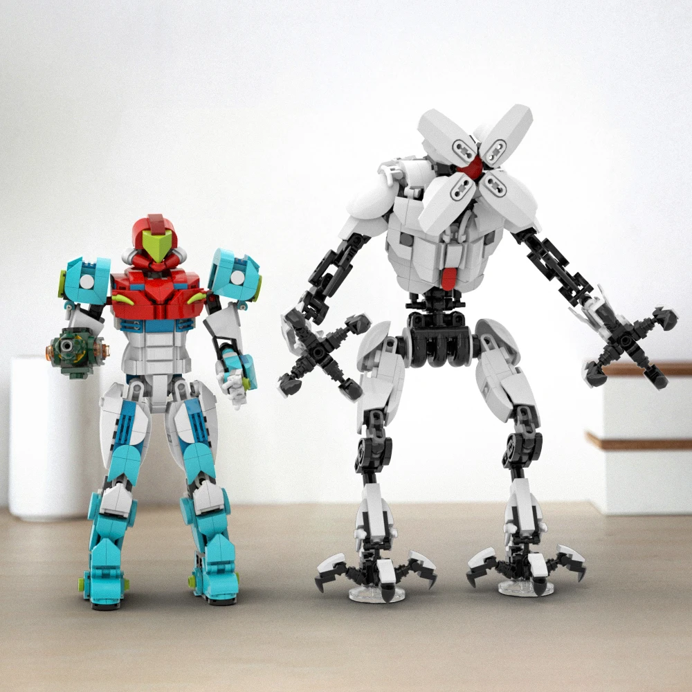 MOC Mechanical Warrior Samus and E.M.M.I. Building Block Set Metroids Operative Research Robot Mech Model Toys Children Gifts