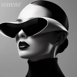 2026 Fashion Y2K Irregular Frame Sunglasses Women Trendy Cat Eye One Piece Sun Glasses Men UV400 Shades Sports Cycling Eyewear