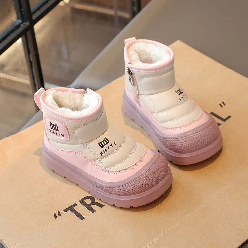 

2025 Hot Selling Snow Boots For Children Waterproof Thick Warm Girl's Plush Boots Faux Fur Winter Cotton Shoes For Teenager Kids