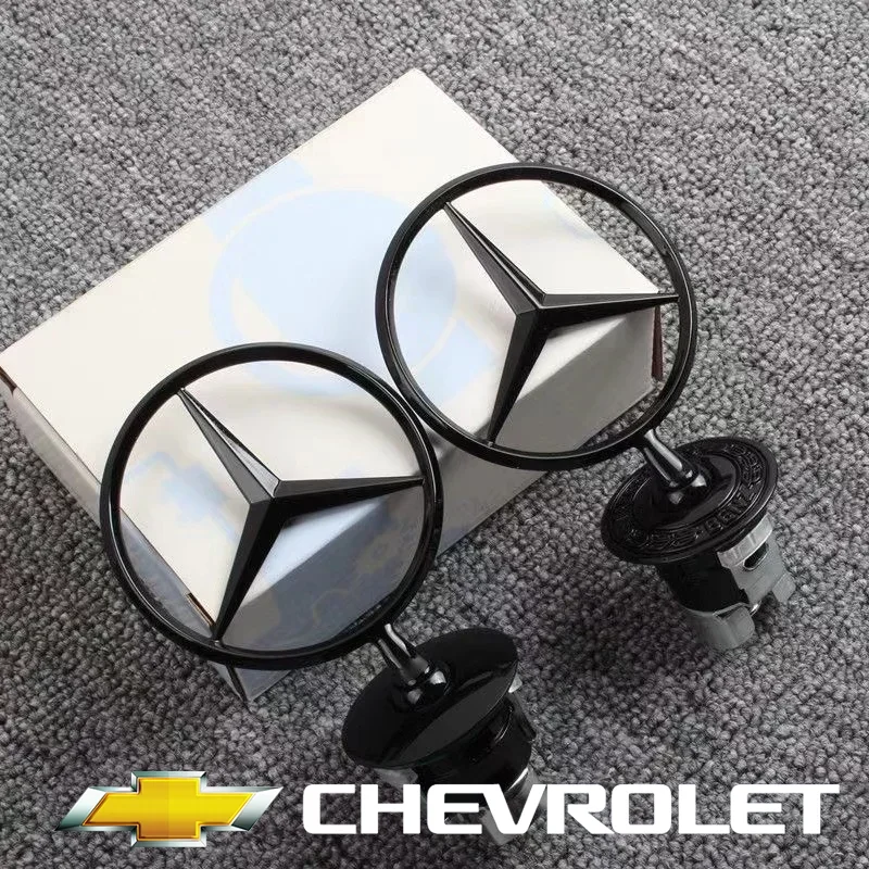 

3D Car Front Bonnet Hood Emblem Round Zinc Alloy Label Decorate Badge Trunk Sticker For Mercedes Benz C E S Class W204 W212 W220