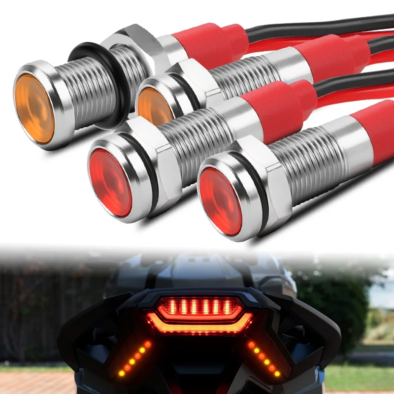 

2Pcs 6MM Motorcyle Mini LED Signal Light Yellow Red Lamp Universal Diy Cafe Racer Motor Accessories For Kawasaki Suzuki 12V