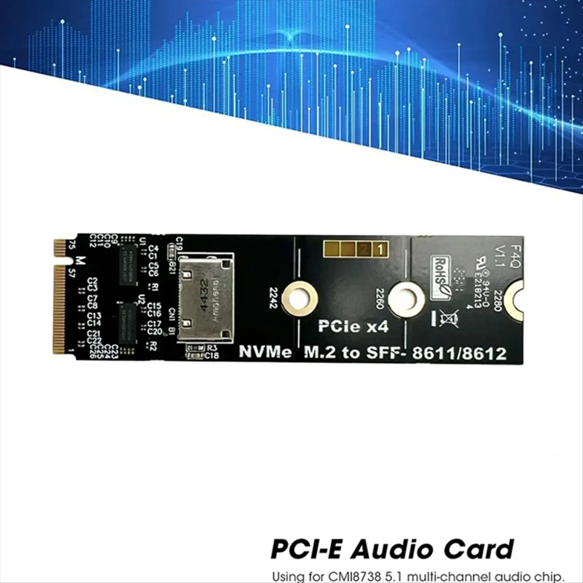 N86R F4Q M.2 NVMe PCIe 4.0 to Oculink SFF-8612 Adapter Female Adapter Board with Chip PCIe 5.0 X4 External Graphics Card
