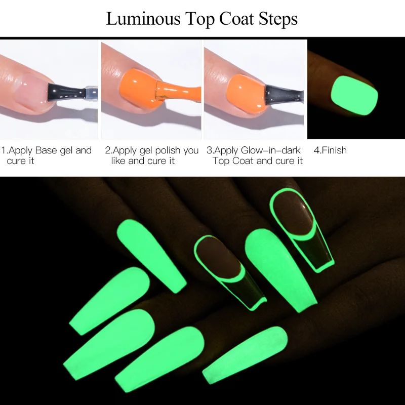 10ml Milk White Luminous Top Coat Gel Nail Polish Neon UV LED Nails Gel Soak Off Gel Varnish Fluorescent Nail Art Nail Supplies view 6