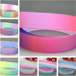 DHK 22mm 10yards Colorful Pattern Gradient Printed Grosgrain Ribbon Accessories Headwear Decoration Collar DIY Sewing B2370